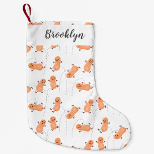 Cute happy jumping peanuts cartoon personalized small christmas stocking