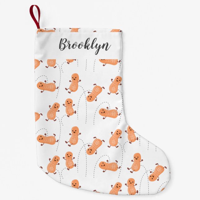 Cute happy jumping peanuts cartoon personalized small christmas stocking (Front)