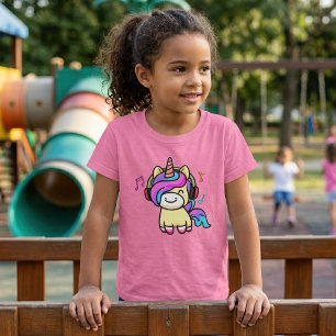 Cute Happy Kawaii Baby Unicorn with Headphones T-Shirt