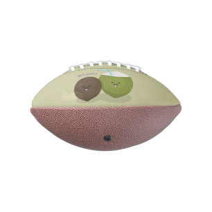 Cute happy kawaii coconuts cartoon illustration football