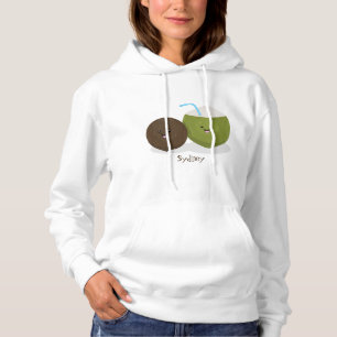 Cute happy kawaii coconuts cartoon illustration hoodie