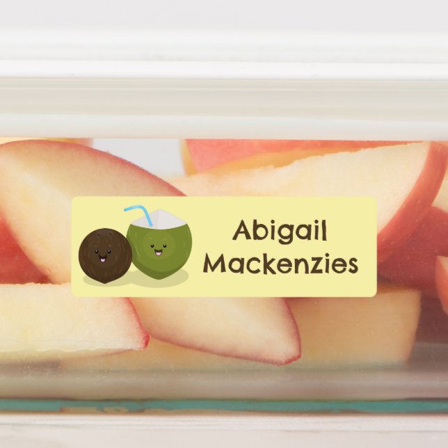 Cute happy kawaii coconuts cartoon personalized  (Affixed)