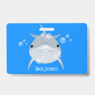 Cute happy kawaii dolphin cartoon badge