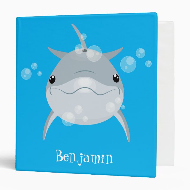 Cute happy kawaii dolphin cartoon binder (Front/Inside)