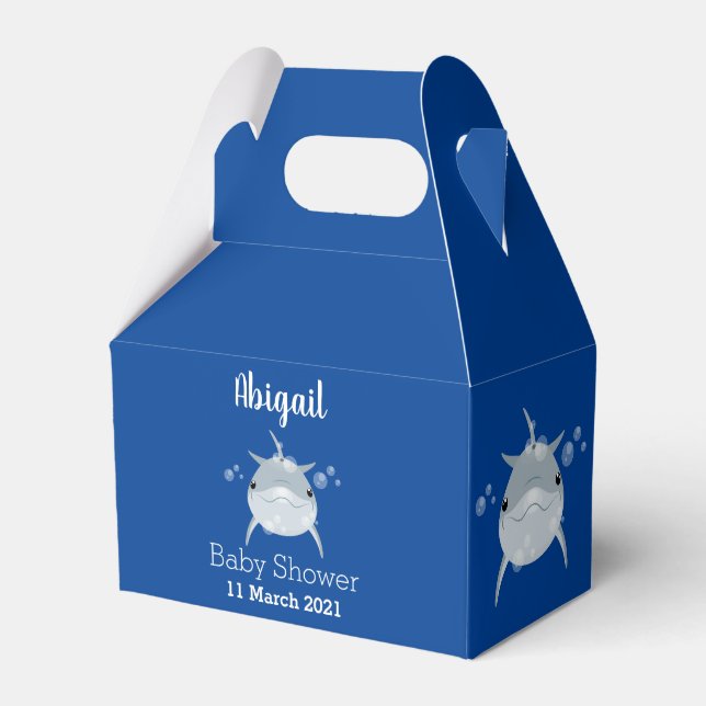 Cute happy kawaii dolphin cartoon  favor box (Front Side)