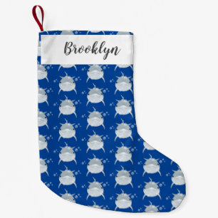 Cute happy kawaii dolphin cartoon small christmas stocking