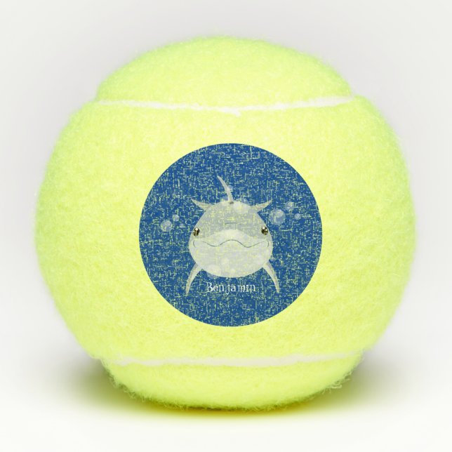 Cute happy kawaii dolphin cartoon tennis balls (Front)