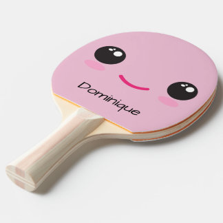 Cute Happy Kawaii Face - Customizable Name  Ping Pong Paddle
