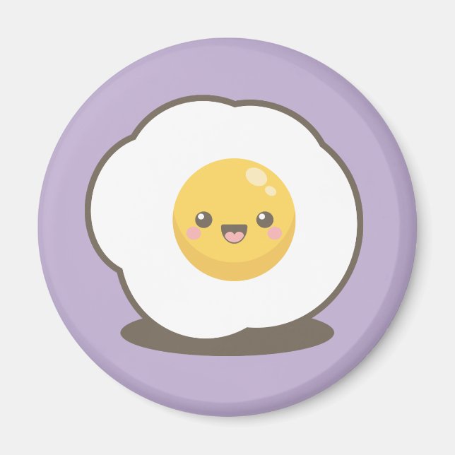 Cute Happy Kawaii Fried Egg Magnet (Front)