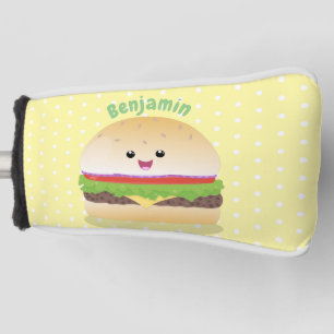 Cute happy kawaii hamburger cartoon golf head cover