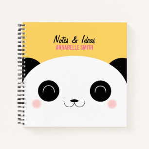 Cute Happy Kawaii Panda Bear Notebook