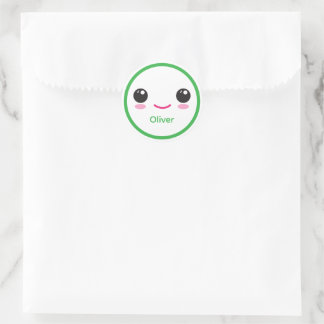 Cute Happy Kawaii Smile Customizable Sticker Green