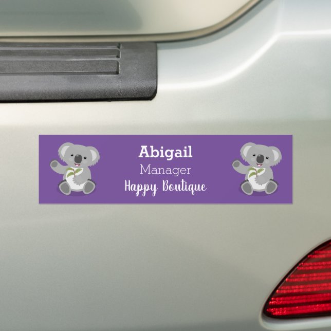 Cute happy koala waving cartoon illustration bumper sticker (On Car)