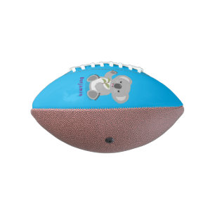 Cute happy koala waving cartoon illustration football