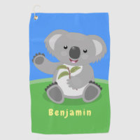 Cute happy koala waving cartoon illustration