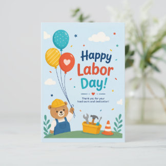 Cute Happy Labour Day Worker Appreciation Greeting Thank You Card