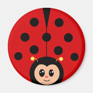 Cute Happy Lady Bug Cartoon Magnet