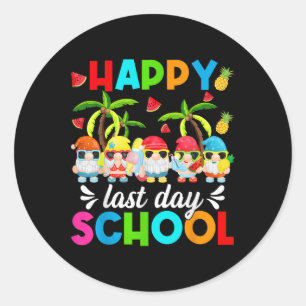 Cute Happy Last Day Of School Gnomes End Of School Classic Round Sticker