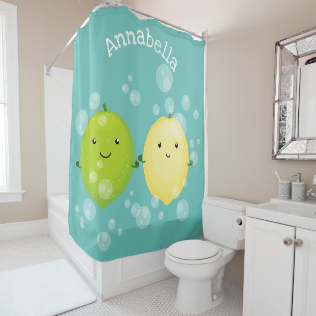 Cute happy lemon lime cartoon illustration (In Situ)