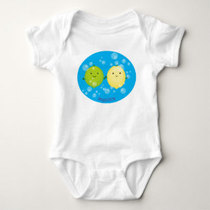 Cute happy lemon lime cartoon illustration baby bodysuit