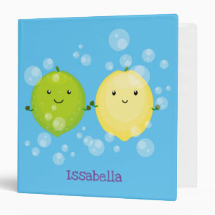 Cute happy lemon lime cartoon illustration binder