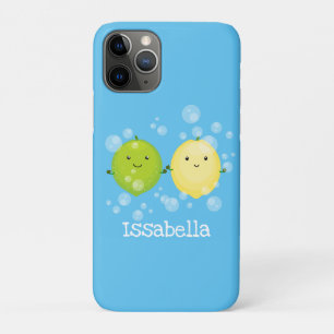 Cute happy lemon lime cartoon illustration iPhone 11 pro case
