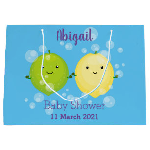 Cute happy lemon lime cartoon illustration  large gift bag