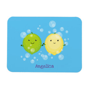 Cute happy lemon lime cartoon illustration magnet