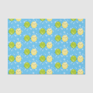 Cute happy lemon lime cartoon illustration tissue paper