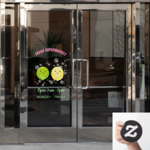 Cute happy lemon lime cartoon illustration window cling