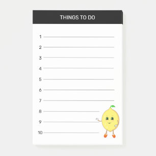 Cute happy lemon Things To Do on white Post-it Notes