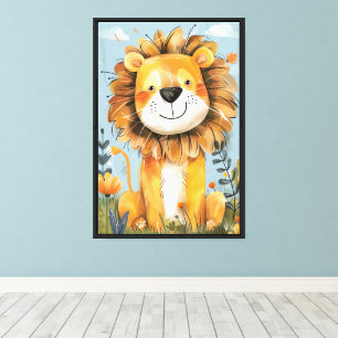 Cute Happy Lion Baby Nursery Kids Canvas Print