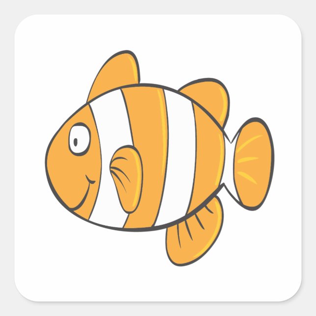 cute happy little clown fish cartoon character square sticker (Front)