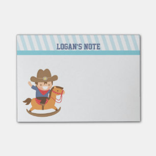 Cute Happy Little Cowboy on Rocking Horse Post-it Notes