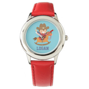 Cute Happy Little Cowboy on Rocking Horse Watch