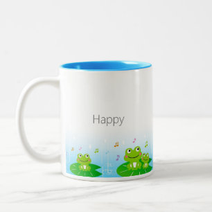 Cute Happy Little Frogs  Two-Tone Coffee Mug
