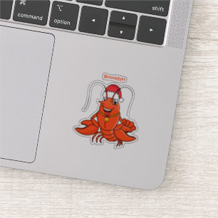 Cute happy lobster wearing Christmas hat cartoon