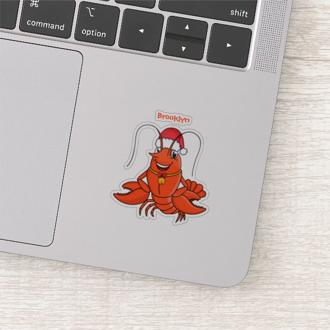 Cute happy lobster wearing Christmas hat cartoon (Detail)