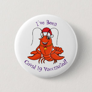Cute happy lobster wearing Christmas hat cartoon 2 Inch Round Button