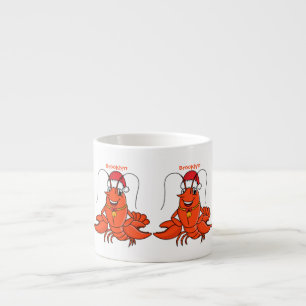 Cute happy lobster wearing Christmas hat cartoon Espresso Cup