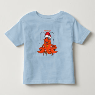 Cute happy lobster wearing Christmas hat cartoon Toddler T-shirt