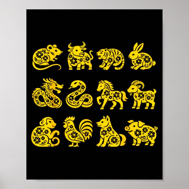 Cute Happy Lunar New Year Animals Poster (Front)