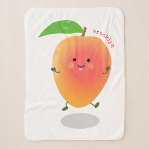 Cute happy mango cartoon illustration  sherpa blanket