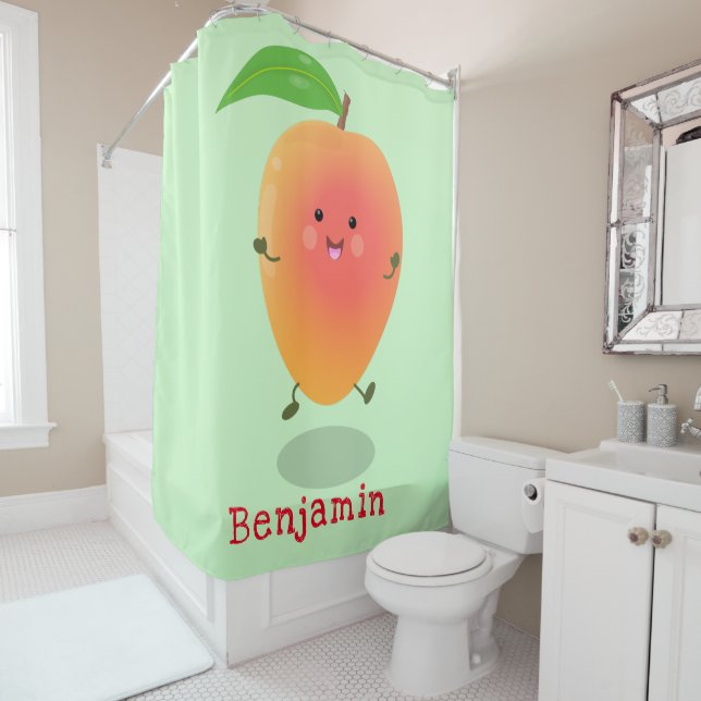 Cute happy mango yellow cartoon illustration (In Situ)