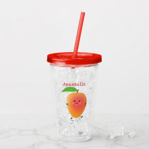 Cute happy mango yellow cartoon illustration acrylic tumbler