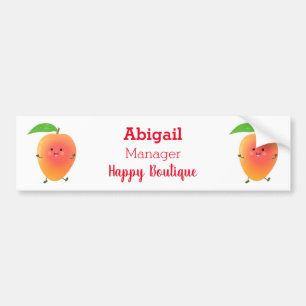 Cute happy mango yellow cartoon illustration bumper sticker