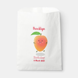 Cute happy mango yellow cartoon illustration favour bag