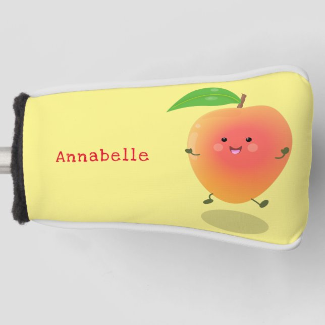 Cute happy mango yellow cartoon illustration golf head cover (Front)