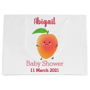 Cute happy mango yellow cartoon illustration large gift bag