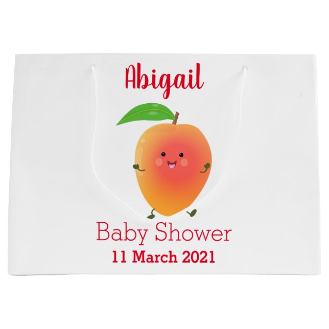 Cute happy mango yellow cartoon illustration large gift bag (Front)